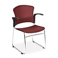 OFM Plastic Multi-Use Stack Chair with Arms, Wine, 4/Pack (845123049211)