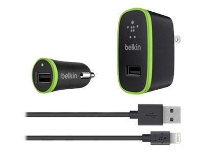 Belkin Lightning Charging Kit/Bundle for iPhone/iPad/iPod Touch, Black (F8J031tt04-BLK)