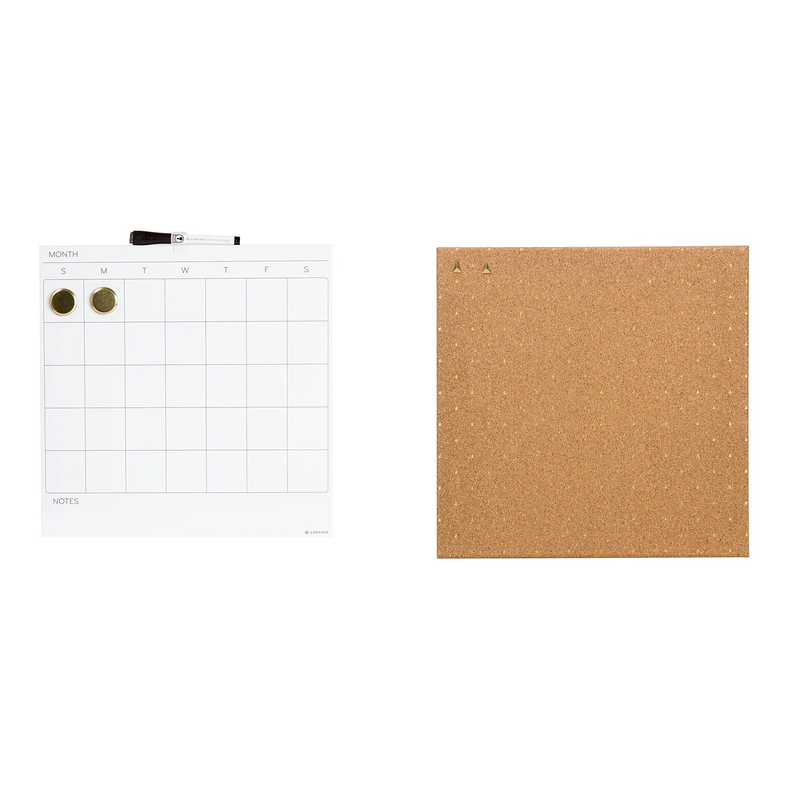 U Brands Cork & Steel Combo Dry-Erase & Bulletin Board, Frameless, 1.17 x 1.17 (3889U00-01)