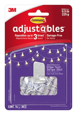 Command Adjustables Repositionable Mini Fasteners, 14 Clips/Pack (17840CLR-14ES)