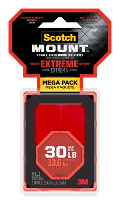 Scotch® Extremely Strong Small Mounting Adhesives, 1 x 3, 48 Strips/Pack (414P-ST-MP)