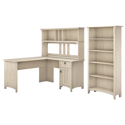 Bush Furniture Salinas 60w L Shaped Desk With Hutch And 5 Shelf