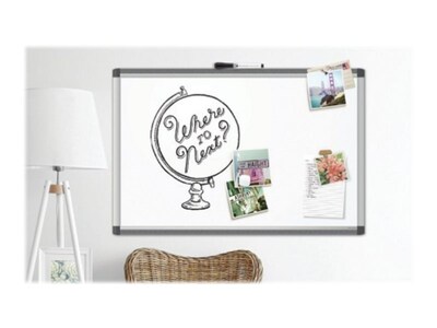 U Brands PINIT Steel Dry-Erase Whiteboard, Aluminum Frame, 2 x 1.5 (2804U00-01)