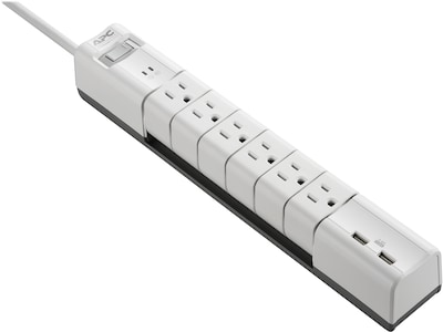 APC SurgeArrest Essential 6-Outlet plus USB Surge Protector, 6 Cord, 1080 Joules (PE6RU3W)