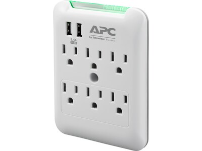 APC SurgeArrest Essential 6-Outlet plus USB Surge Protector, 540 Joules (PE6WU2)