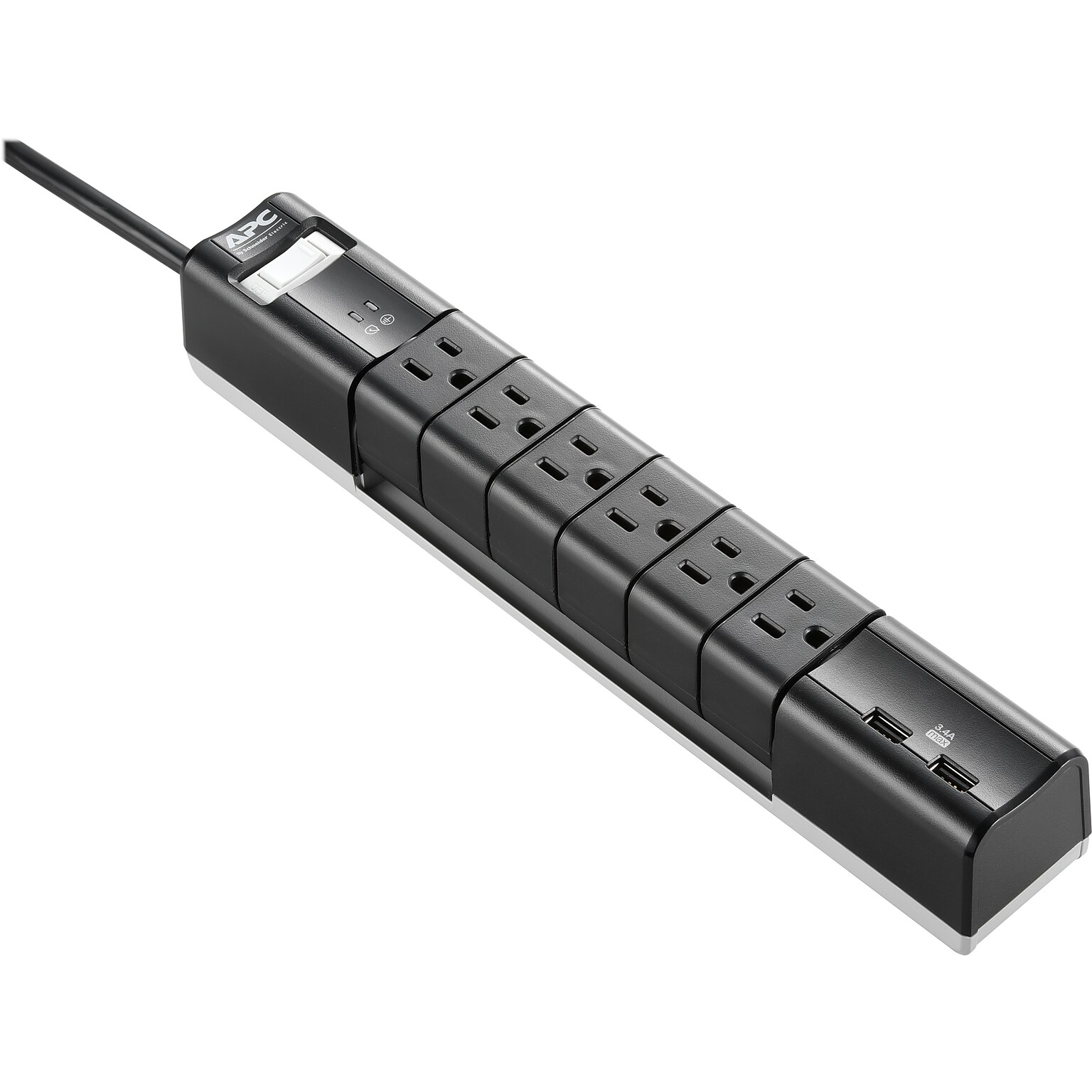 APC SurgeArrest Essential 6-Outlet plus USB Surge Protector, 6 Cord, 1080 Joules (PE6RU3)