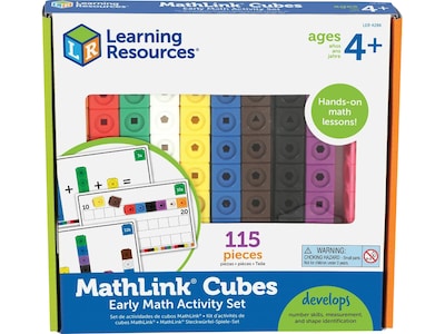 Learning Resources MathLink Cubes Early Math Activity Set, Assorted Colors, 115 Pieces/Set (LER 4286