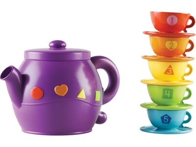 Learning Resources Serving Shapes Tea Set, Assorted Colors, 11 Pieces/Set (LER 7740)