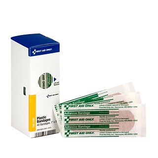 First Aid Only SmartCompliance 1 x 3 Plastic Adhesive Bandages, 40/Box (FAE-3100)