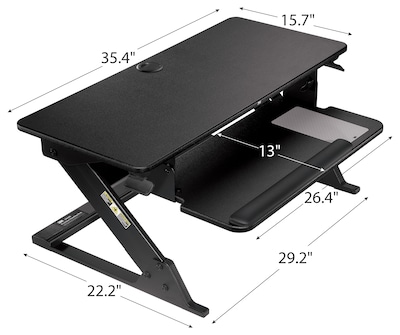 3M™ Precision Standing Desk 35"W Manual Adjustable Desk Riser with Gel Wrist Rest and Precise™ Mouse Pad, Black (SD60B7)