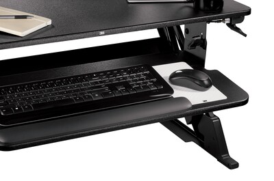 3M™ Precision Standing Desk 35"W Manual Adjustable Desk Riser with Gel Wrist Rest and Precise™ Mouse Pad, Black (SD60B7)