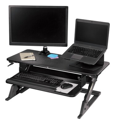 3M™ Precision Standing Desk 35"W Manual Adjustable Desk Riser with Gel Wrist Rest and Precise™ Mouse Pad, Black (SD60B7)