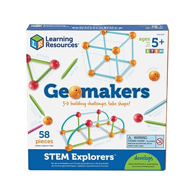 Learning Resources STEM Explorers Geomakers, Assorted Colors, 58 Pieces/Set (LER 9293)