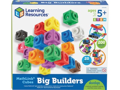 Learning Resources MathLink Cubes Big Builders, Assorted Colors, 200  Pieces/Set (LER 9291)