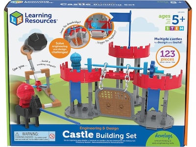 Learning Resources Engineering & Design Castle Building Set, Assorted Colors, 123 Pieces/Set (LER287