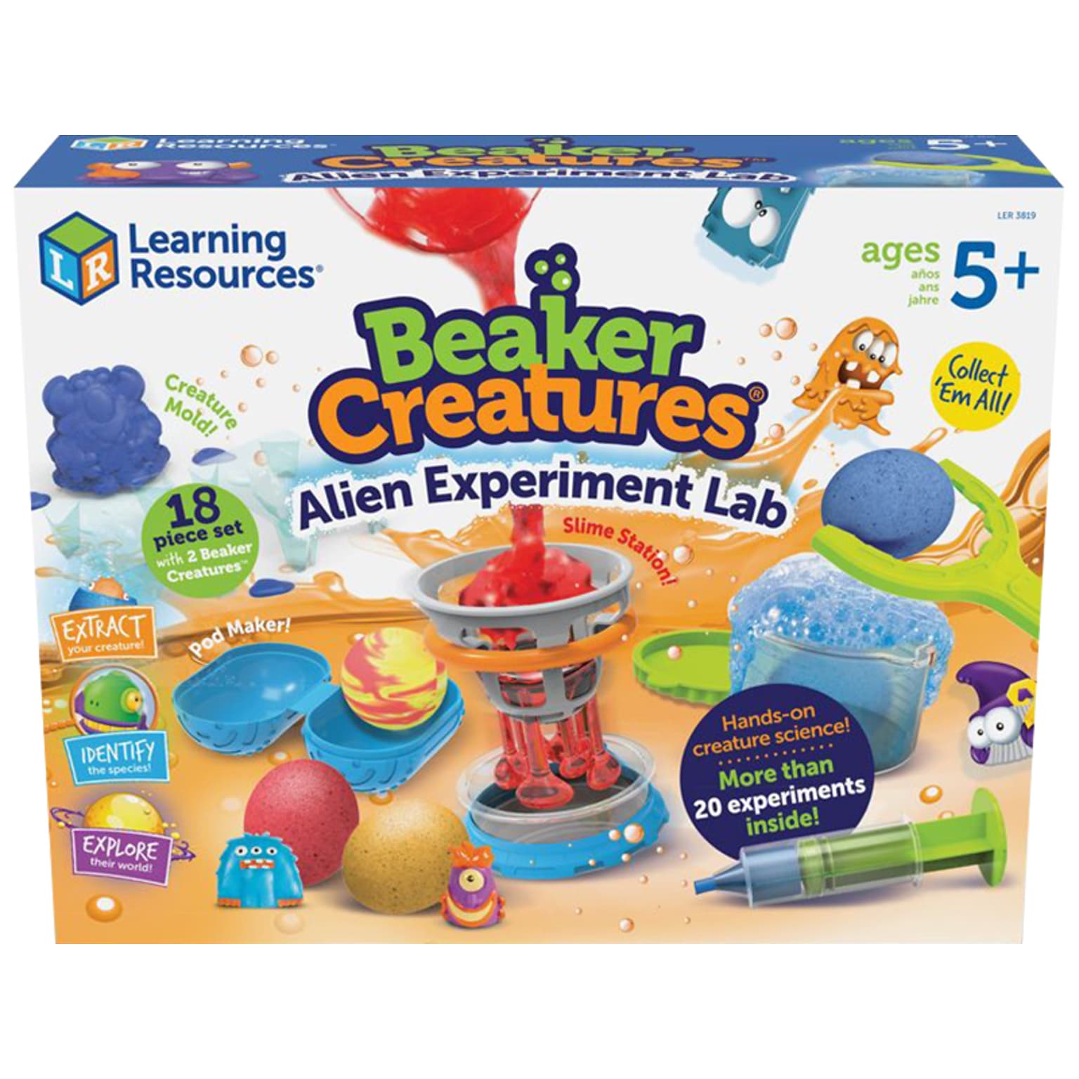 Learning Resources Beaker Creatures Alien Experiment Lab, Assorted Colors, 18 Pieces/Set (LER 3830)