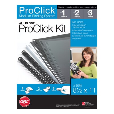 GBC® ProClick® The Do-It-Yourself Presentation Kit®, 5/16, Clear Front, Black Back/Spine