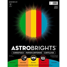 Astrobrights Colored Cardstock, 8.5 x 11, 65 lbs, Primary Assortment, 100/Pack (91646)