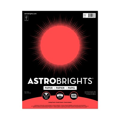 Astrobrights Color Paper, 8.5 x 11, 24 lb./89 gsm, Living Coral, 500 Sheets/Pack (91666)