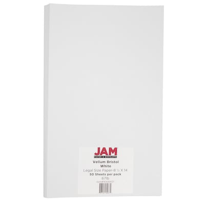 JAM Paper White Wove Strathmore 8.5 x 14 80lb. Cardstock, 50 Sheets