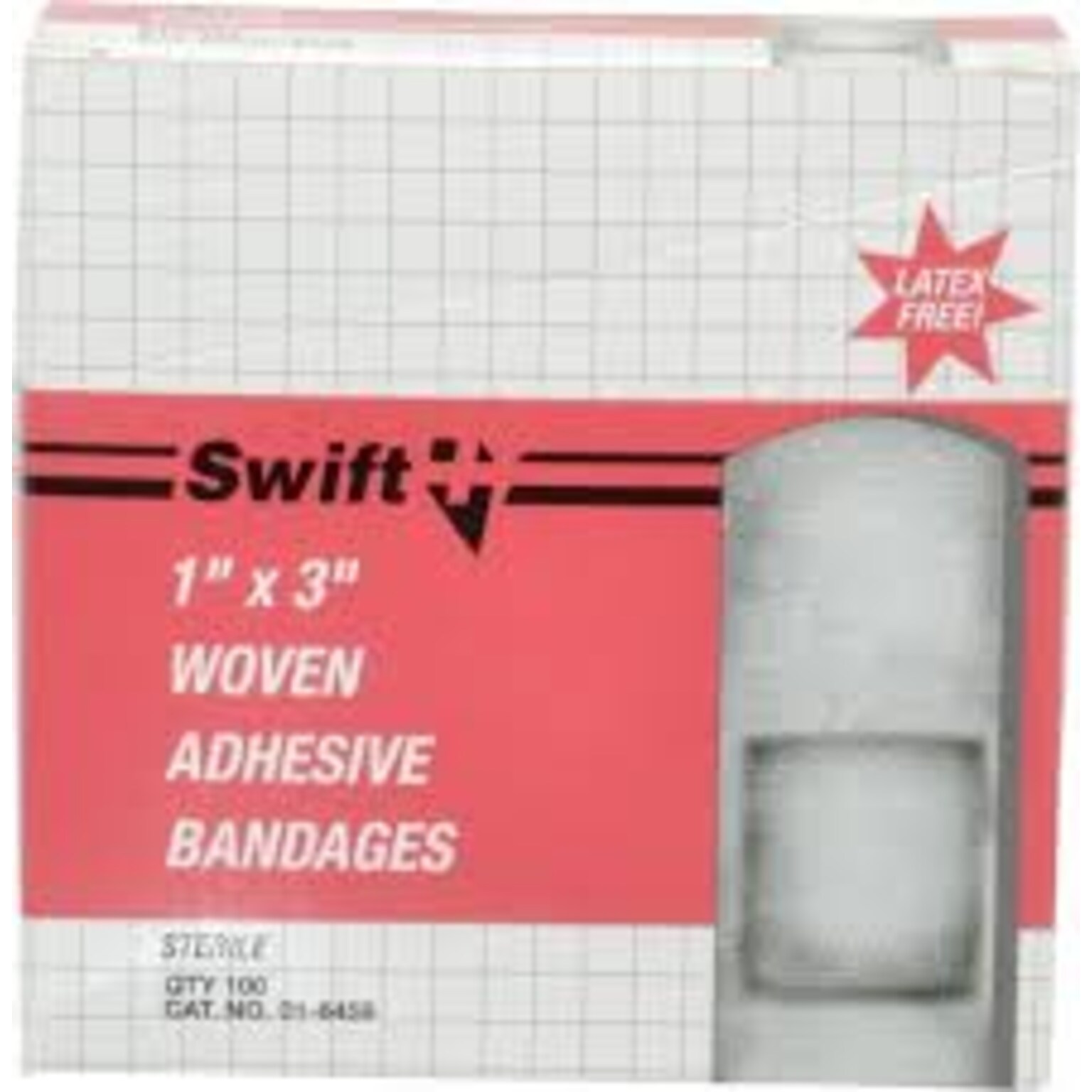 Swift First Aid Adhesive Fabric Bandages, 1W x 3L, 100/Box (714-016459)