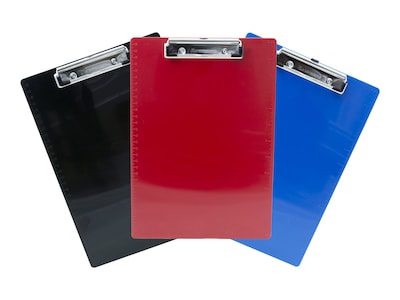 Saunders Recycled Plastic Clipboards, Letter Size, Red/Black/Blue, 3/Pack (22601)