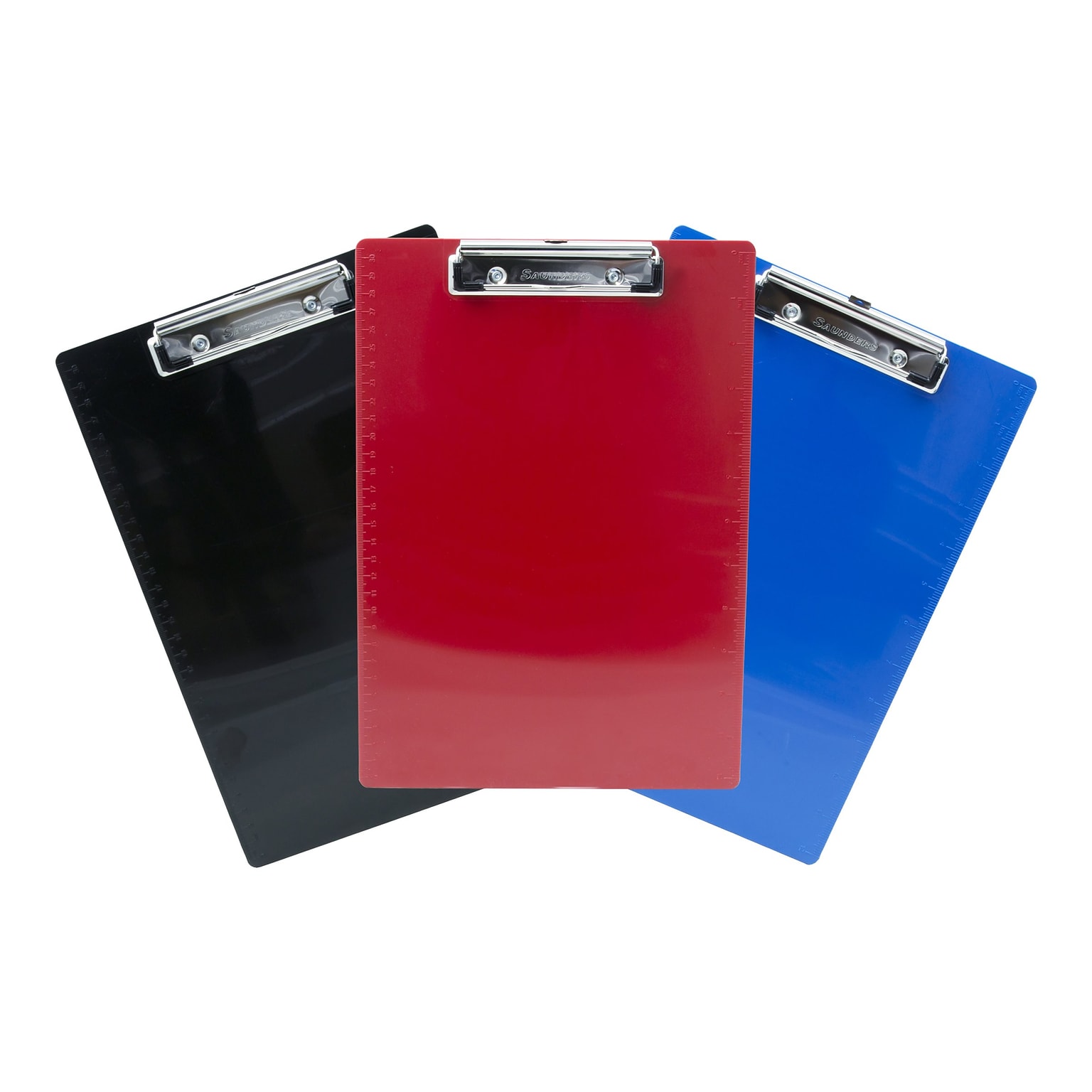 Saunders Recycled Plastic Clipboards, Letter Size, Red/Black/Blue, 3/Pack (22601)