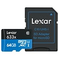 Lexar High-Performance 633x 64GB microSDXC Memory Card with Adapter, Class 10, UHS-I (LSDMI64GBBNL63