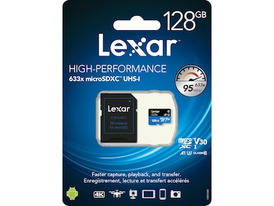 Lexar High-Performance 633x 128GB microSDXC Memory Card with Adapter, Class 10, UHS-I (LSDMI128BBNL6