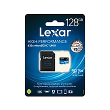Lexar High-Performance 633x 128GB microSDXC Memory Card with Adapter, Class 10, UHS-I (LSDMI128BBNL6