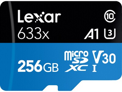 Lexar High-Performance 633x 256GB microSDXC Memory Card with Adapter, Class 10, UHS-I (LSDMI256BBNL633)