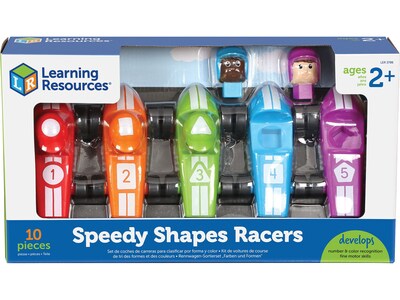 Learning Resources Speedy Shapes Racers, Assorted Colors, 10 Pieces/Set (LER3786)