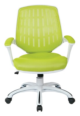 AveSix CALVIN Mesh Back Mesh Fabric Computer and Desk Chair, White Frame/Green (CLVA26-W6)