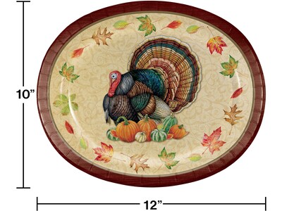 Creative Converting Harvest Turkey Thanksgiving Oval Plates, Multicolor, 24/Pack (338866)