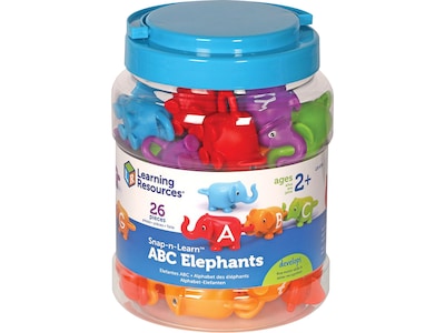 Learning Resources Snap-n-Learn ABC Elephants, Assorted Colors, 26 Pieces/Set (LER 6710)