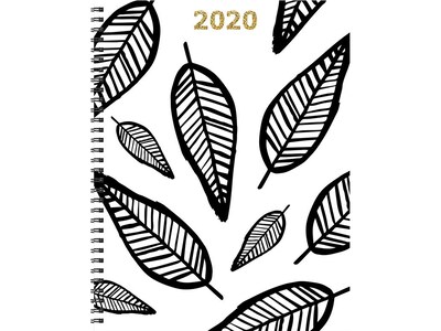 2020 TF Publishing 9W x 11L Planner, Sketch Leaves, White/Black (20-9720)
