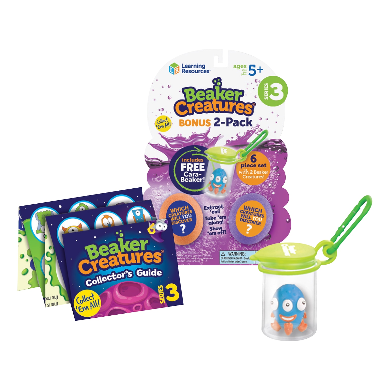 Learning Resources Series 3 Beaker Creatures with Bonus CaraBeaker, Multicolor, 2/Pack (LER 3828)