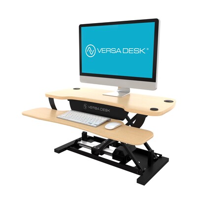 VersaDesk PowerPro 36" Electric Height Adjustable Standing Desk Riser, Black/Maple (VDPP3624-BM)