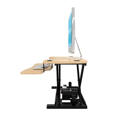 VersaDesk PowerPro 36" Electric Height Adjustable Standing Desk Riser, Black/Maple (VDPP3624-BM)