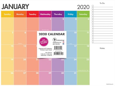 2020 TF Publishing 9 x 12 Desk or Wall Calendar, Rainbow Stripe Mini, Multicolor (20-8518)