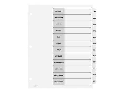 Avery Ready Index Table of Contents Paper Dividers, Jan-Dec Tabs, White, 6 Sets/Pack (11826)