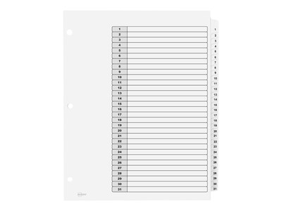 Avery Ready Index Table of Contents Paper Dividers, 1-31 Tabs, White, 6 Sets/Pack (11827)