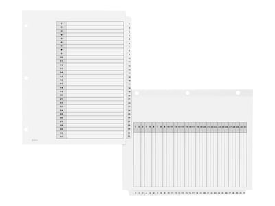 Avery Ready Index Table of Contents Paper Dividers, 1-31 Tabs, White, 6 Sets/Pack (11827)