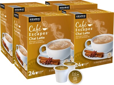 Cafe Escapes Chai Latte Coffee, Keurig® K-Cup® Pods, Light Roast, 96/Carton (10099555068051)