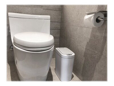 Nine Stars Plastic Sensor Trash Can, White, 1.85 gal. (DZT-7-2s)