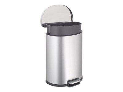 Nine Stars Stainless Steel Step Trash Can, 13.21 gal., Silver (SOT-50-3)