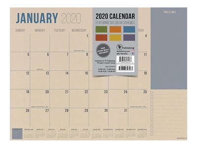 2020 TF Publishing 9 x 12 Desk or Wall Calendar, Kraft Mini, Beige (20-8715)