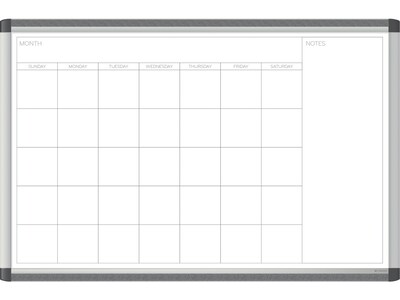 U Brands PINIT Magnetic Dry-Erase Calendar Whiteboard, Aluminum Frame, 2 x 3 (2901U00-01)