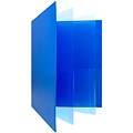 JAM Paper® Heavy Duty Plastic Multi-Pocket Folders, 6 Pocket Organizer, Blue, Bulk 72/Pack (389MP6bu
