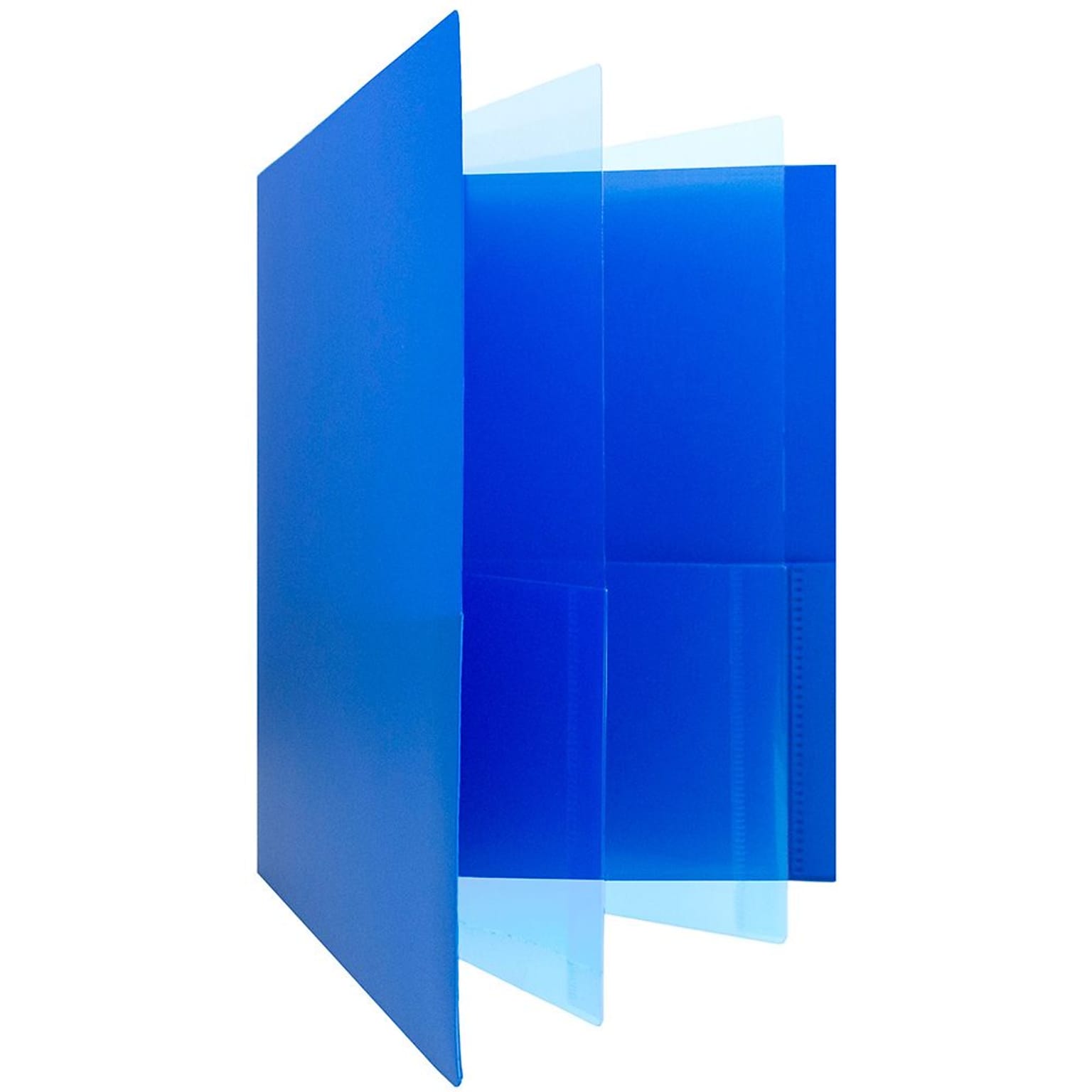 JAM Paper® Heavy Duty Plastic Multi-Pocket Folders, 6 Pocket Organizer, Blue, Bulk 72/Pack (389MP6bua)